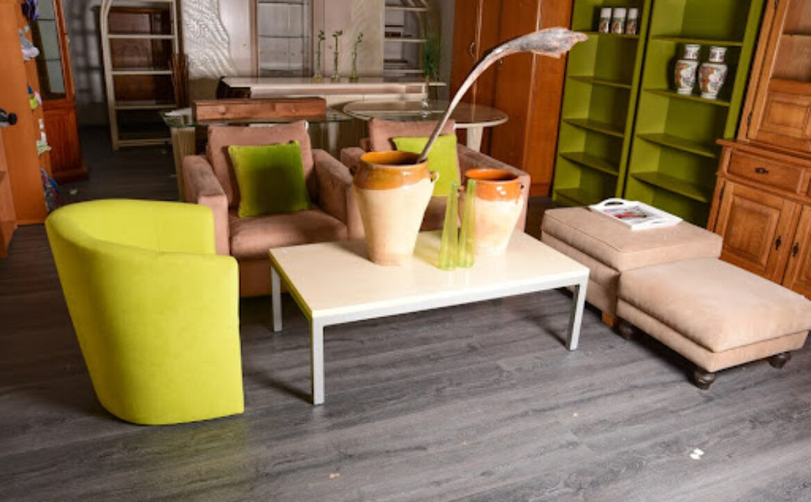 styled living room furniture and accents from secondhand items