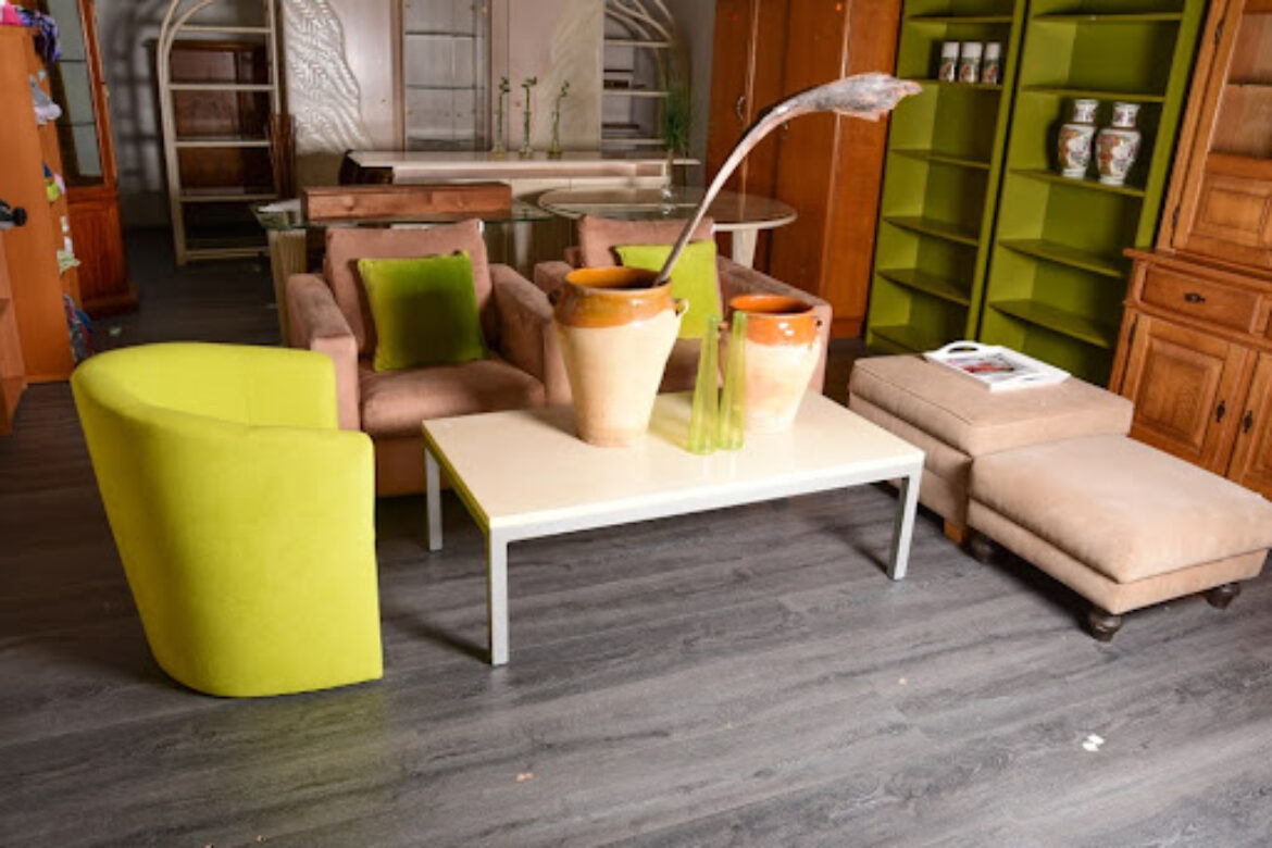 styled living room furniture and accents from secondhand items